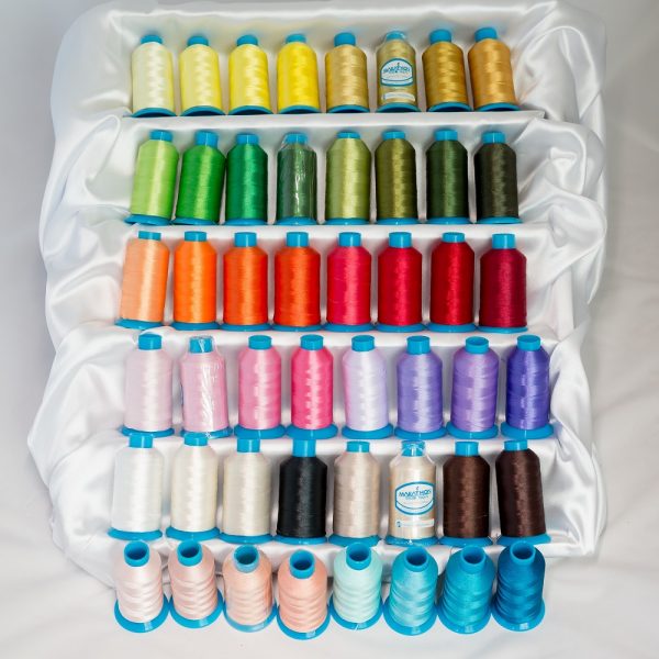Starter's Kit  F (Polyester threads) 48 colours x 1,000m, Colour Chart book, Bobbin Thread & Stabilizers