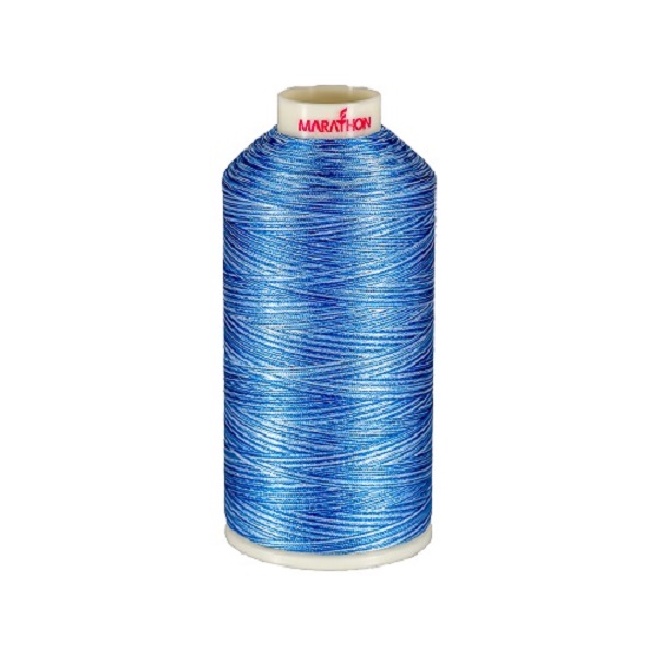 Variegated Rayon Thread 1000m-color:5509 (Blue- Pale/ Medium/ Dark))