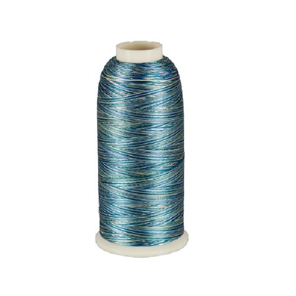 Variegated Rayon Thread 5000m-color:5002 Blue Green Pale Yellow Pale Pink